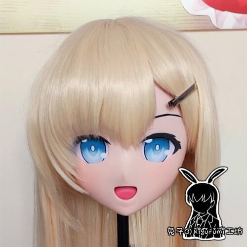 RB0714)Customize Full Head Resin Cartoon Cosplay Japanese Character Anime Role Play Crossdress Kigurumi Mask With Back Shell