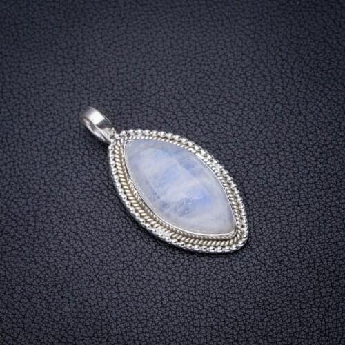 StarGems Natural Rainbow Moonstone Handmade 925 Sterling Silver Pendant 1.75" E3853