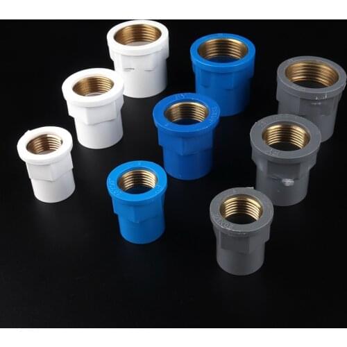 2pcs 1/2, 3/4, 1Inch PVC Brass Straight Connectors Metal Female Thread PVC Joints for Home Garden Irrigation