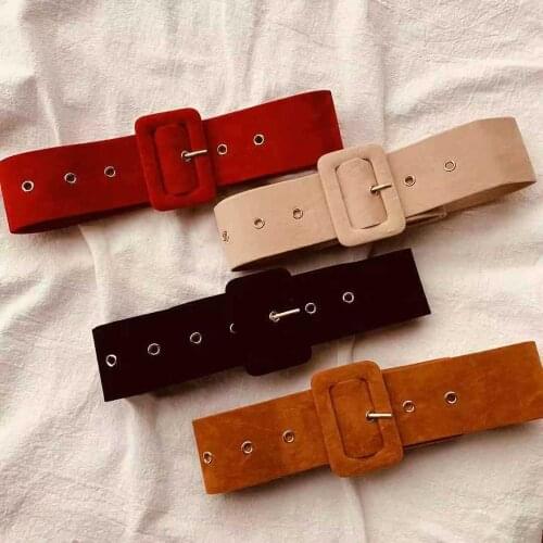 AWAYTR Suede Belts Womens Autumn Winter Coat Belts Strong Color Wild Style Waist Band Pin Buckle Wrapped Flannel Vintage Belts