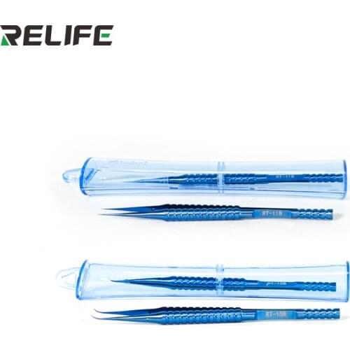 RT-11B/15B 0.15MM Precision Tweezers Titanium Alloy For Mobile Phone Repair Non-slip Tip Clip Resistor Chip Jump Wire Tweezers