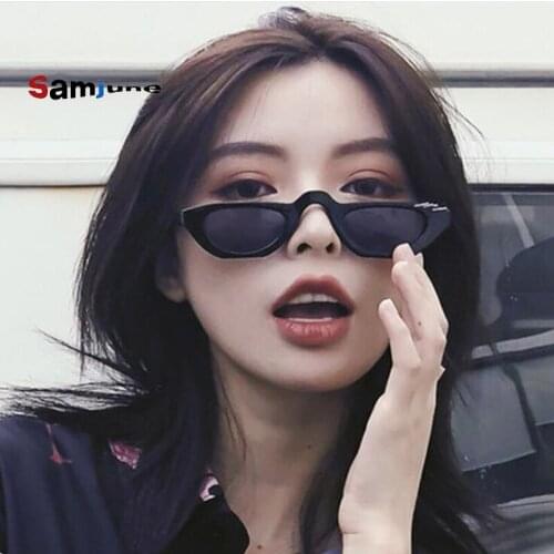 Samjune Retro Sunglasses Women Cat Eye Luxury Brand Designer Vintage Sun Glasses Small Black Lady Cateye Sunglass Driver Goggles