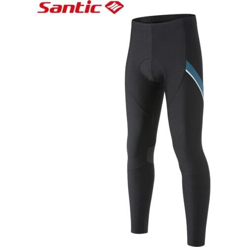 Santic Mens Cycling Long Pants Winter Fleece Warm Up Breathable Bicycle MTB Trousers Reflective Sports Leggings Bike Tights
