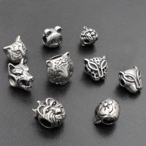 316l Stainless Steel 2-5mm Hole Vintage Animal Bead Leopard Charm Fit Original Charm Bracelet Necklace DIY Jewelry Making