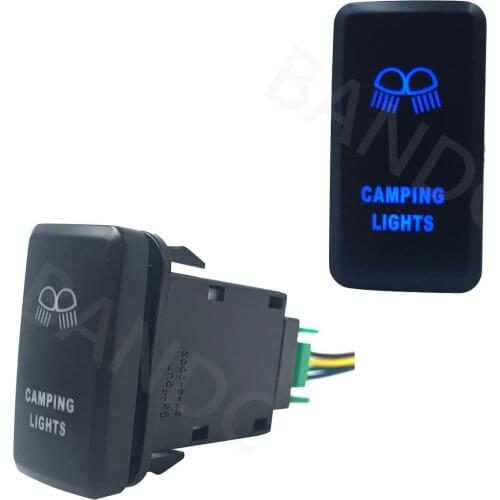 BLUE Led Light, 3Amp 12V Car CAMPING LIGHTS ON OFF SPST Push Switch with Jumper Wire for Toyota FJ Cruiser 2010-2013, Auto Parts