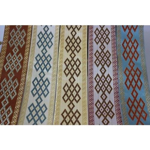 Mixed set 5yards/lot wide 6cm Woven Jacquard Ribbon classical Geometric design curtain and clothing accessory LS-3983