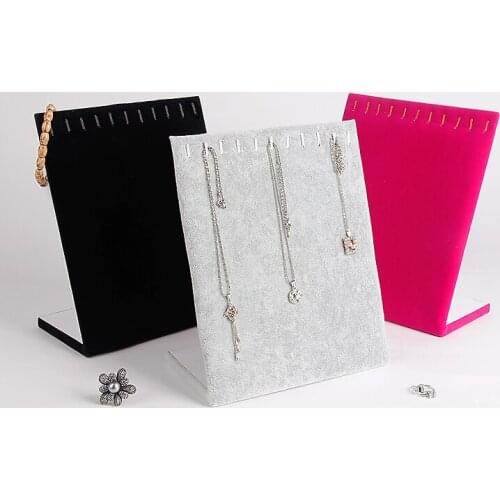 TONVIC Wholesale 2 Velvet Necklace Bracelet Display Stand Board Jewelry Holder Rack For 11 Pcs