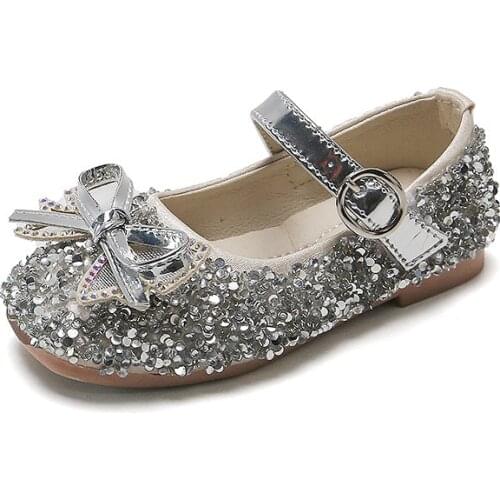 Girls Princess Shoes Soft Bottom 2021 Spring and Autumn Single Shoes Autumn Crystal Shoes Girls Small Leather Shoes Sweet Chic