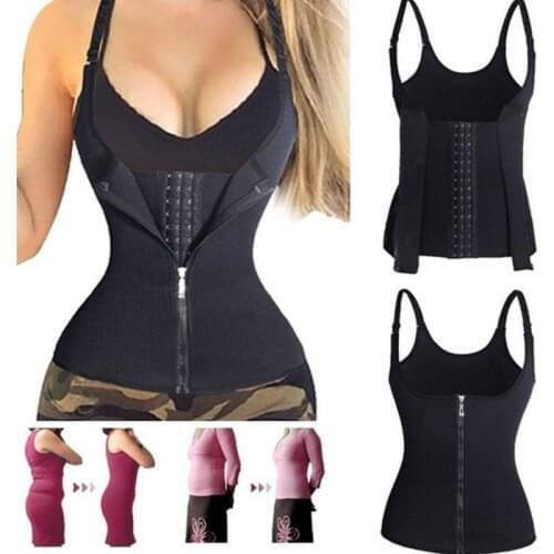 Push Up Zipper Body Shaper Workout Top Running Shirts Sportswear Women Slimming Corset Vest Plus Size Shaperwear Waist Trainer