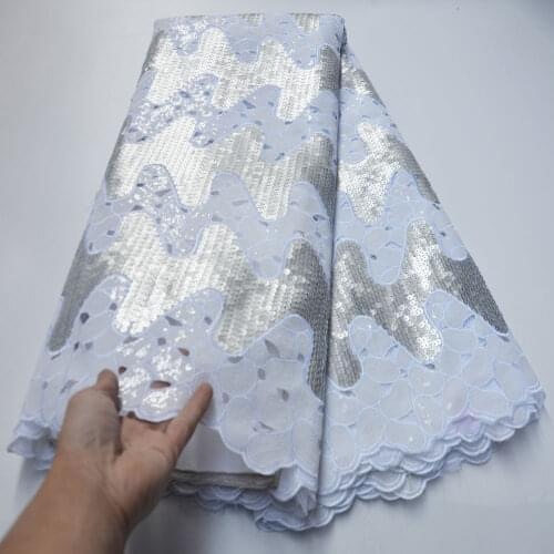 African Hand Cut Lace Fabrics Embroidered Nigerian Lace Fabric With Sequins African Double Organza Lace Fabric5 Yards OP03