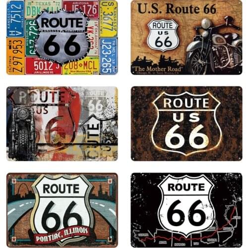 Route 66 Tin Sign Vintage Repair Shop Metal Sign Plaque Metal Vintage Retro Garage Wall Decor Car Motorcycle Man Cave Gas Statio