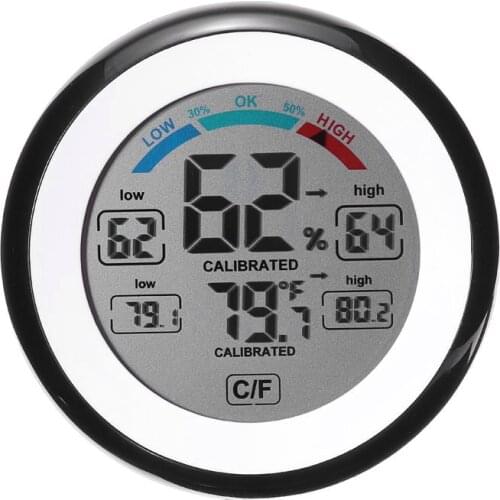 1Pc Durable Thermometer Hygrometer Mini LCD Touchscreen Digital Thermometer Hygrometer Temperature Humidity Meter