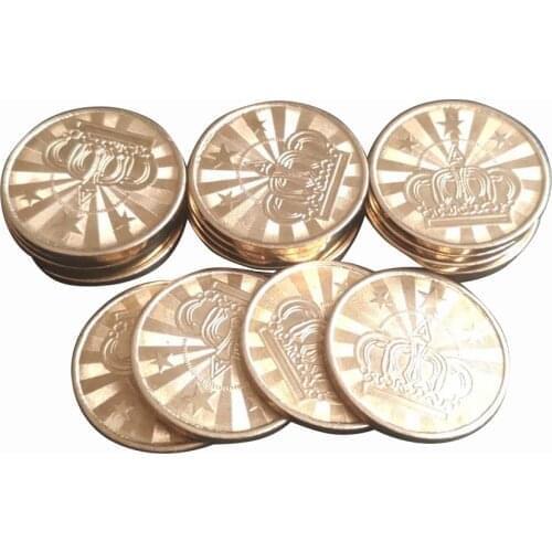 10pcs 25*1.85mm Brass Token Coin Arcade Game Machine Pentagram Crown Token Coins