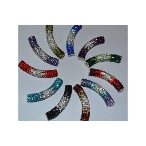 10 pcs/lot 45cm mixed multicolor disco pave diy loose s535 bracelet necklace gradient tube beads long bending Crystal