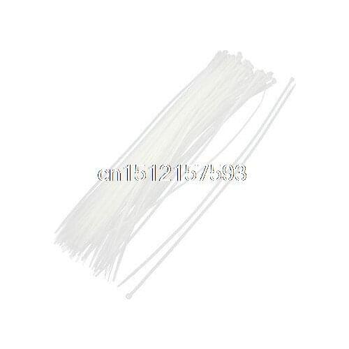 100 Pcs 4.4mm x 500mm White Nylon Zip Tie Wrap for Cable Wire