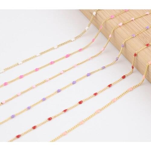 2meter/lot 1.2mm Coppe dripping oil heart Chains Bulk Color for DIY Jewelry Chain Making necklace bracelet dfg4s