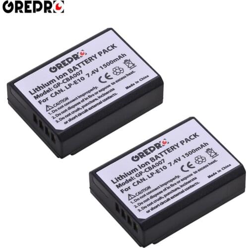 2Pcs LP-E10 LPE10 LP E10 Battery for Canon EOS 1100D 1200D 1300D 1500D 2000D 3000D Kiss X50 X70 X80 Rebel T5 T6 T7 T100