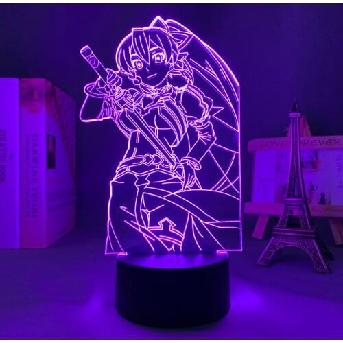 3d Led Light Anime Sword Art Online Leafa Figure for Bedroom Decor Nightlight Birthday Gift Room Led Night Lamp Manga SAO