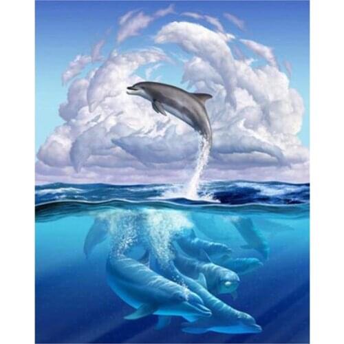 5D Diy Diamond Painting Cross Stitch "Dolphin scenery" Full Square Embroidery Needlework Rhinestone Mosaic Crafts Gift