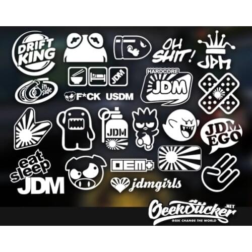 JDM 22 CAR DECAL STICKER PACK WINDOW STICKERS for JDM KDM SLAMMED RACE DRIFT OGW