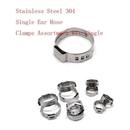 Free shipping Pipe Clamp High Quality 10 PCS Stainless Steel 304 Single Ear Hose Clamps Assortment Kit Single
