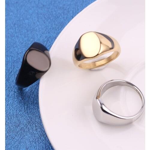 Free engrave Personalized Custom Logo Name Rings Oval Width Signet Ring Stainless Steel Finger Special Gifts For Women Men Jewel