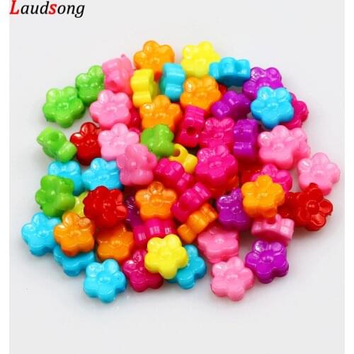 50Pcs 8mm Mixed Color Acrylic Loose Spacer Flower Beads For Jewelry Making Bracelet Necklace DIY Jewelry Accessories