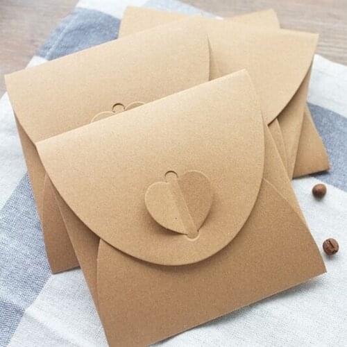 Heart Kraft Blank CD Paper Case Bag 6pcs Kraft Envelope Sleeves Discs DVD CD Card Photo Storage Bag Gift Bag Postcard Invitation