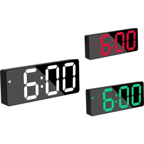 Digital Alarm Clock Bedside LED Travel Clocks with 12/24H Date Temperature Snooze for Bedroom Portable Home,Black