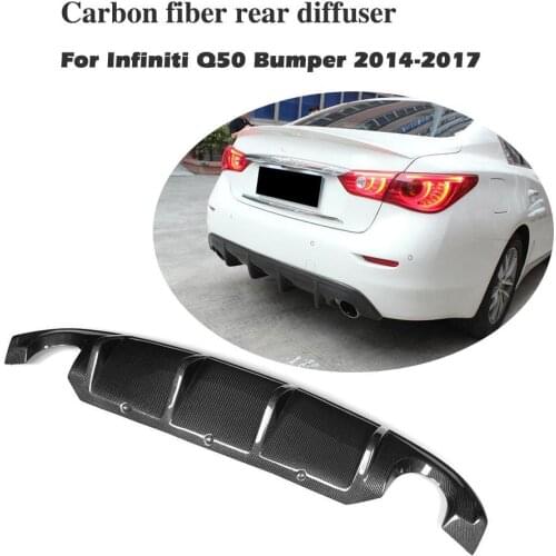 Carbon Fiber Rear Bumper Diffuser Lip Spoiler Fit For Infiniti Q50 Bumper 2014-2017 Exhaust Diffuser