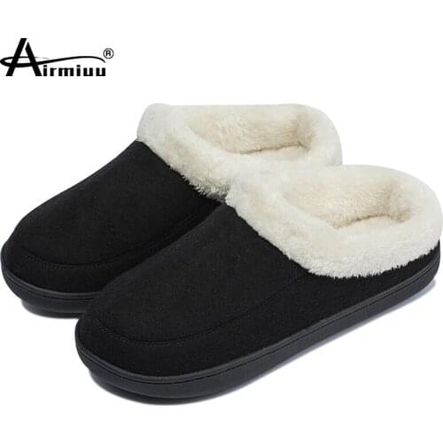 Men Shoe Home Slippers Winter Plush Keep Warm Flat Slides Women Outdoor Fur Soft Comfort Shoes Ladies Furry Slippers Non-slip
