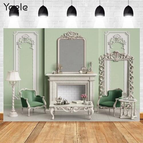 Yeele Interior Decor Backdrop Family Portrait Chair Fireplace Background Photographic Prop Photography Photo Studio Photozone