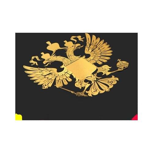 Coat of Arms Car Sticker Russian Eagle Sticker Double Head Eagle Flag Metal Car Body Metal 90x90mm Decoration Car Styling 1 PC