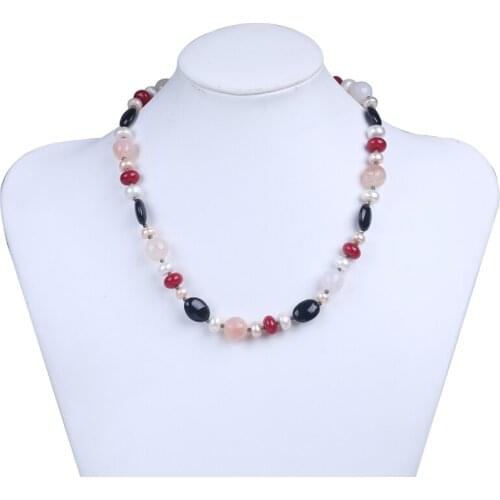 Collection various freshwater pearl necklace soapstone stone necklace choker pearl stone necklace