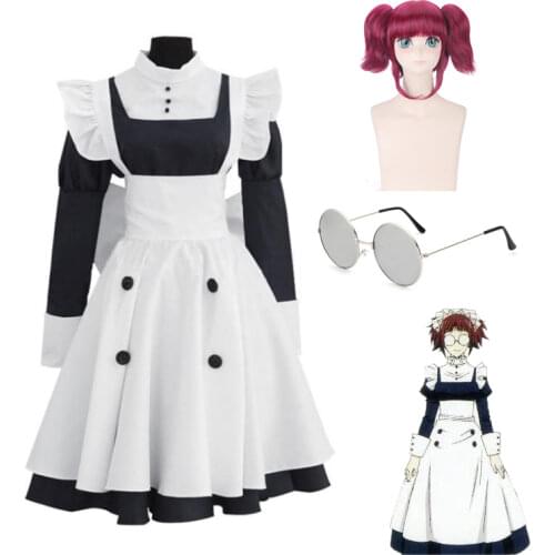 Anime Black Butler MEY RIN Cosplay Costumes Maid Uniforms Suits Outfits Apron Dresses Wig Glasses Sets Halloween Carnival Party
