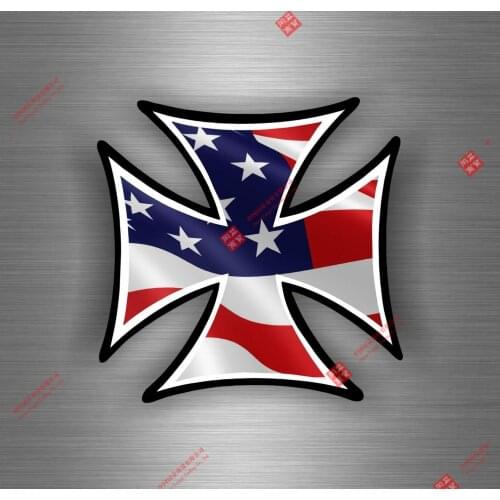 Creative Sticker Car Motorcycle Helmet Usa Flag Maltese Cross Skull Biker Car Window Body Decorative Stickers Accessories