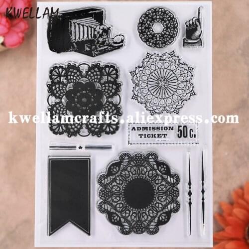 Lace ADMISSION TICHET Flowers Scrapbook photo cards rubber stamp clear stamp transparent stamp 2012127