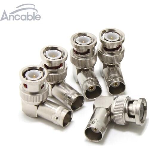 L-shaped BNC Male Right Angle to Female Coax Coaxial Cable Adapter Connector 5-Pack