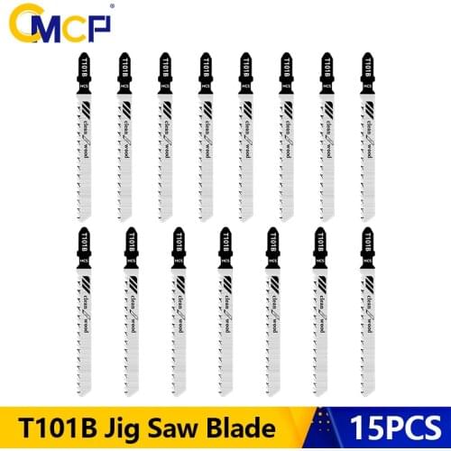 CMCP 15PCS T101B Jig Saw Blade T Shank Reciprocating Saw Blade for Plastic Wood High Carbon Steel Jigsaw Blade Saber Blades
