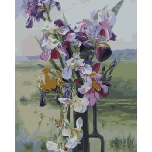 MaHuaf-i536 Irises in the pond DIY oil painting by numbers flowers on canvas hand painted canvas oil painting for living room