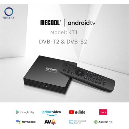 Mecool KT1 Android 10.0 ATV + DVB-T2 Combo Set Top Box Amlogic S905X4-B Quad Core 2G/16G 2.4G/5G WiFi Smart Media Player