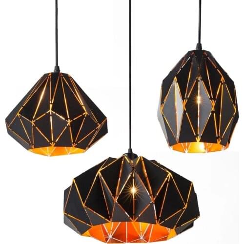 Nordic Personality Pierced Restaurant Iron Pendant Lights Creative Bar Cafe Retro Pendant Lamp E27 Black Metal Lighting Fixture