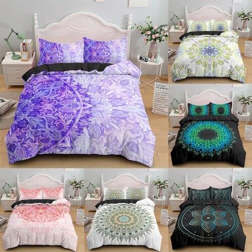 Fashion Mandala 3D Print Bedding Set Duvet Cover + Pillowcase 1/2 Pcs Bed (US/UK/AU EU Size)