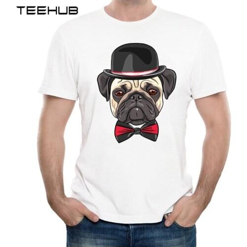 2019 Mens New Fashion Pug Printed Short Sleeve T-Shirt Summer Cool Animal Design Tops