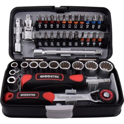 38pcs Mini Ratchet Wrench Set Ratchet Wrench 1/4" Socket Screw Bits Kit Bike Maintenance Repair Hand Tool
