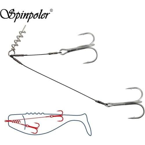 Spinpoler New Fishing Pike Rig Shot Rig Hook With Extra Sharp High-Carbon Steel Trebles Hooks For Soft Lure Bass Fishing