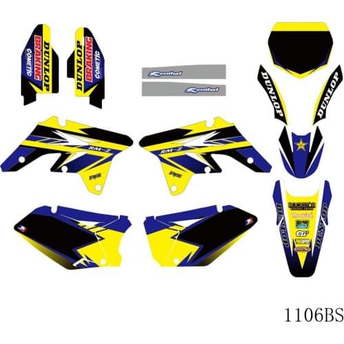 Full Graphics Decals Stickers Motorcycle Background Custom Number Name 3M Matte For SUZUKI RMZ250 RMZ 250 2007 2008 2009