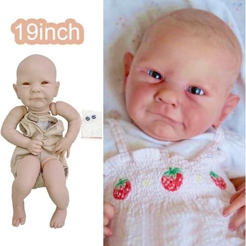 NEW 19 Inch Reborn Kit Soft Touch Vinyl Dolls Ava Unpainted Unassembled Unfinished Doll Parts DIY Blank Reborn Doll Kit Fresh Co