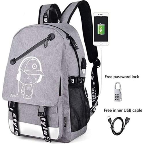 New Canvas Backpack with USB Charging Port for Men Women Anti-Theft Travel Daypack College Student Rucksack Backpack 15.6 inch