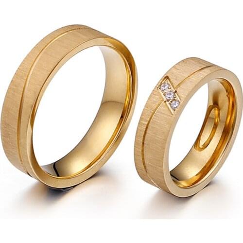 Wedding Bands Rings For Men And Women Lovers Alliances Anniversary Stainless Steel Jewelry Gold Colour Couple Rings Marriage
